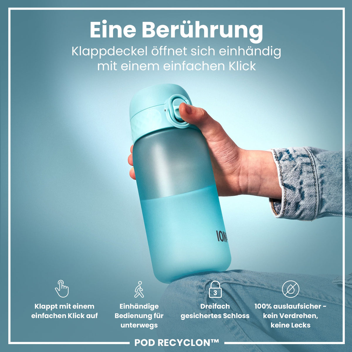 Recyclon Wasserflasche, Sonic-Blau, 350 ml