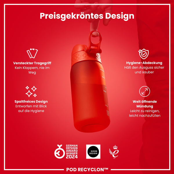 Recyclon Wasserflasche, Rot, 350 ml