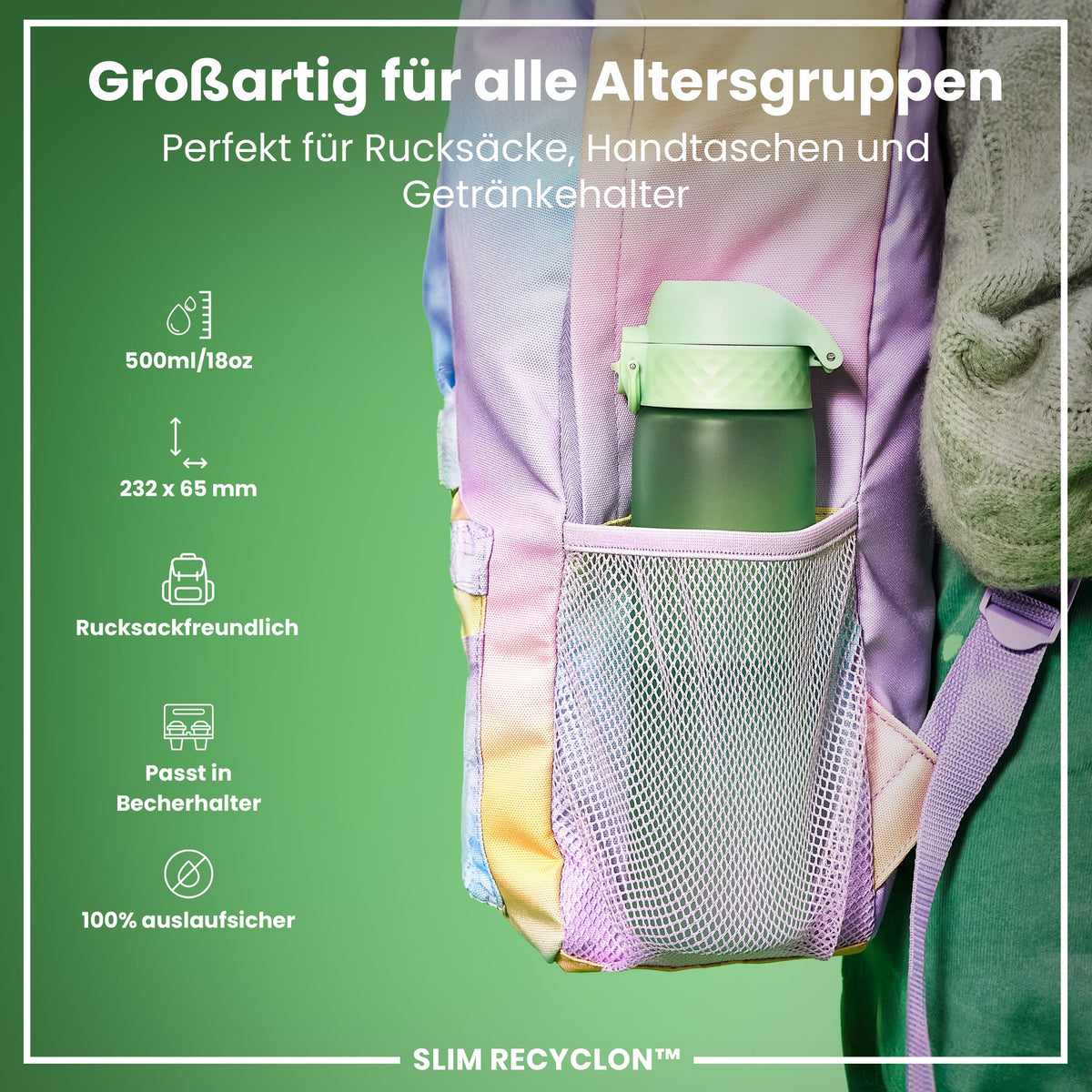 Recyclon Wasserflasche, Surfgrün, 500 ml