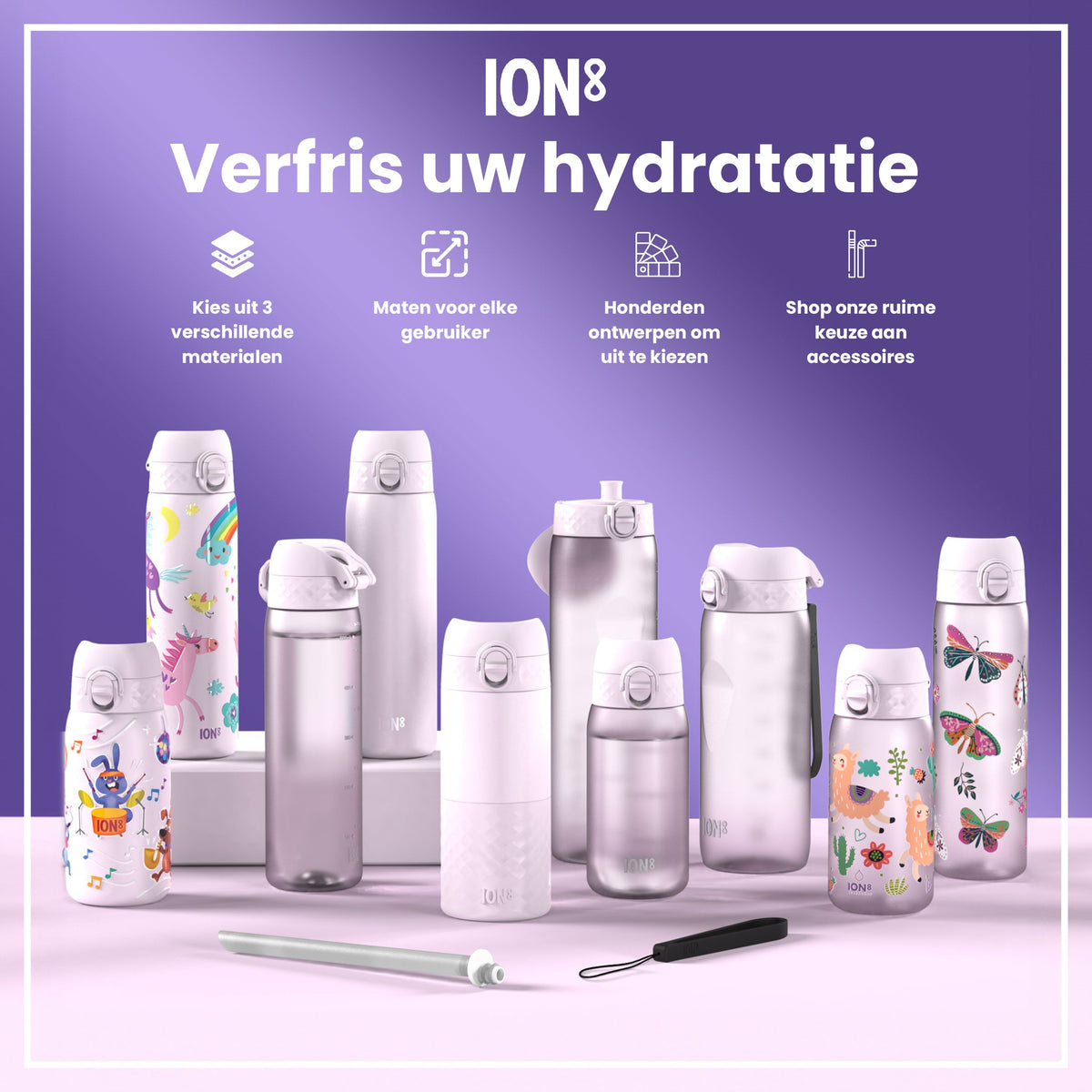 Leichte Edelstahl-Wasserflasche, Fliederdämmerung, 1 L