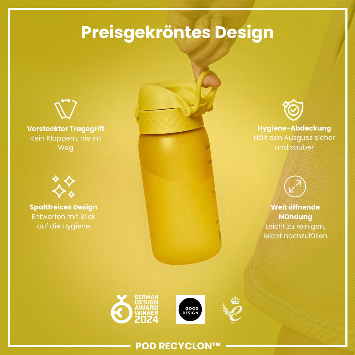 Recyclon Wasserflasche, Gelb, 350 ml