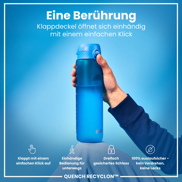 Recyclon-Wasserflasche, Blau, 1 L