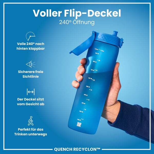 Recyclon-Wasserflasche, Blau, 1 L