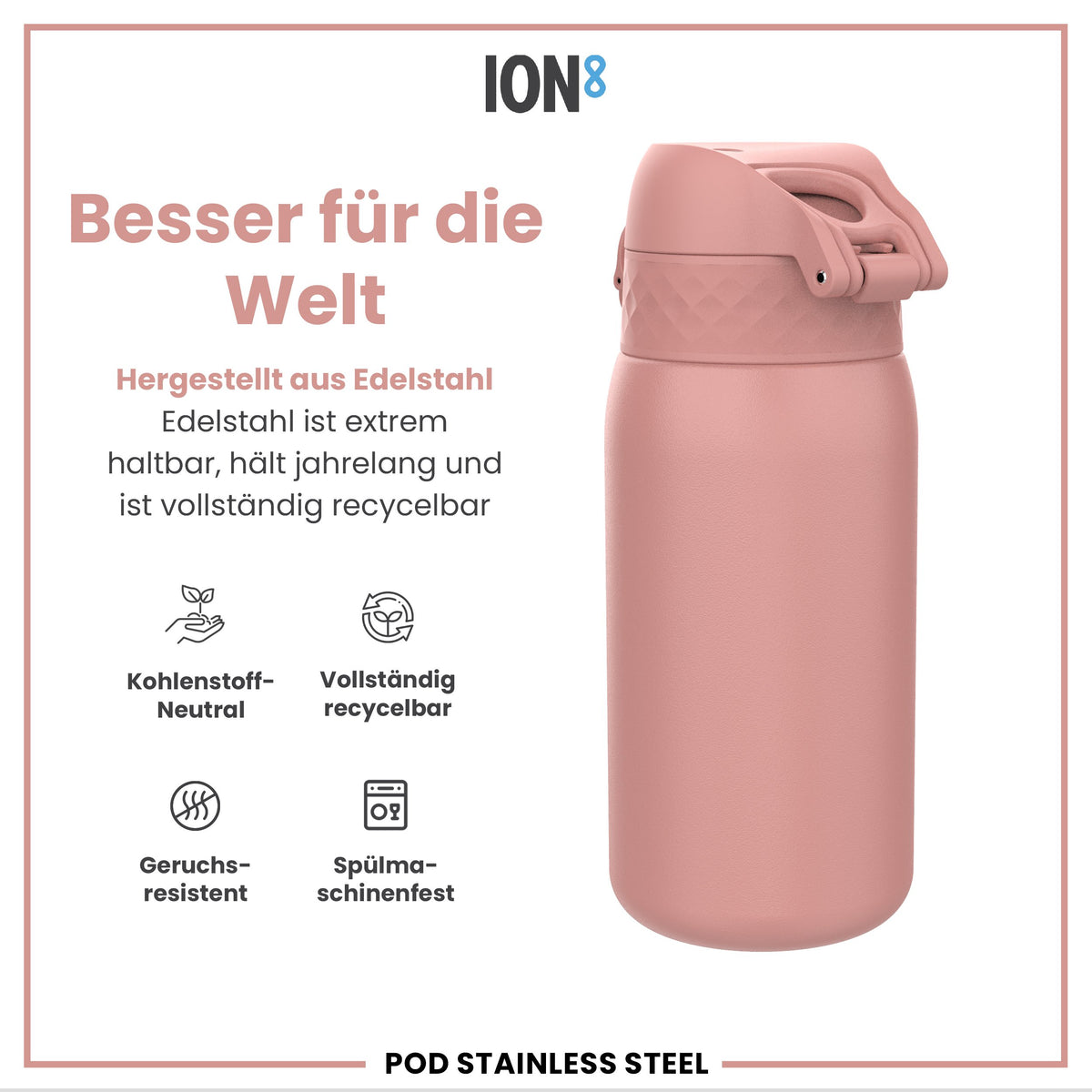 Leichte Edelstahl-Wasserflasche, Aschrosa, 400 ml