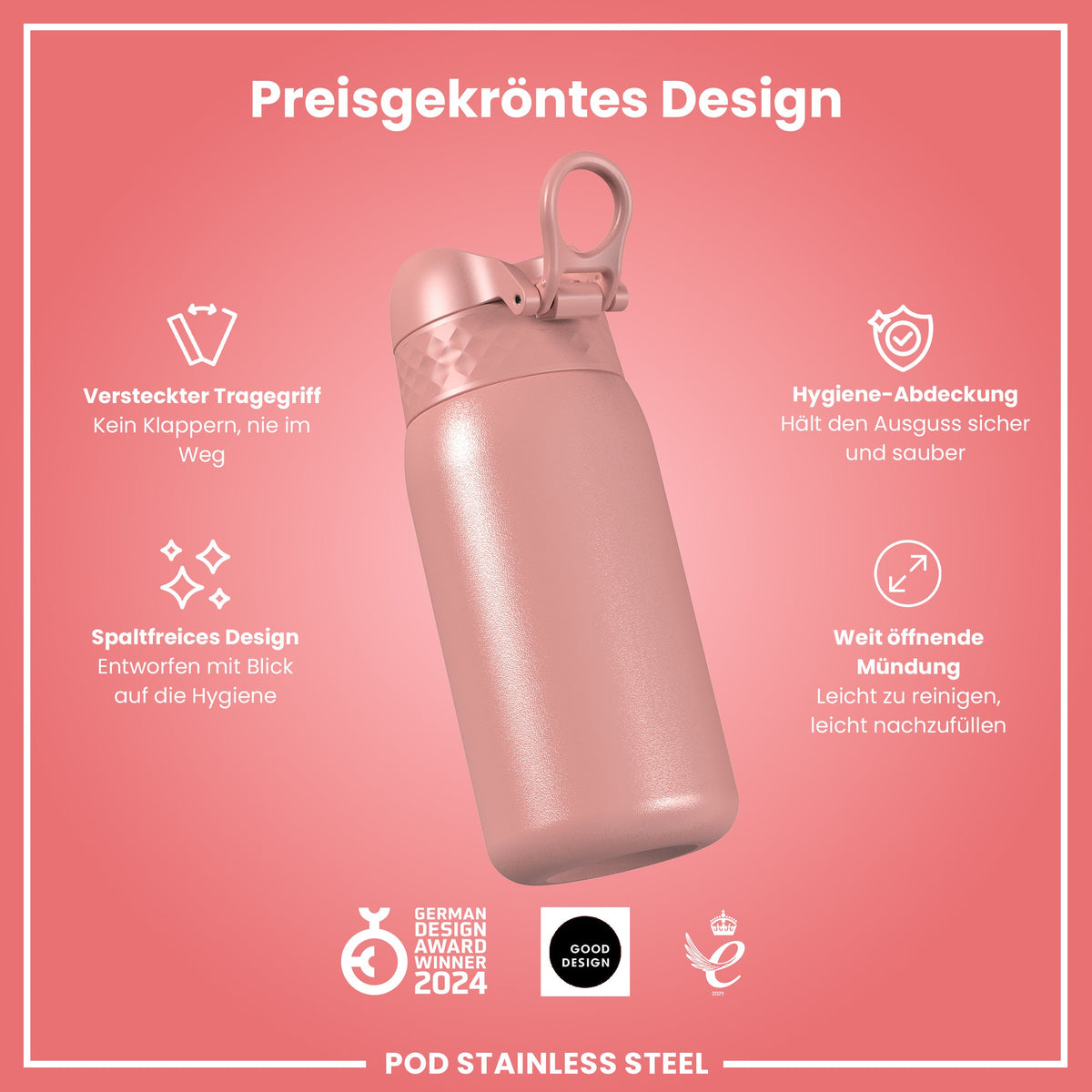 Leichte Edelstahl-Wasserflasche, Aschrosa, 400 ml