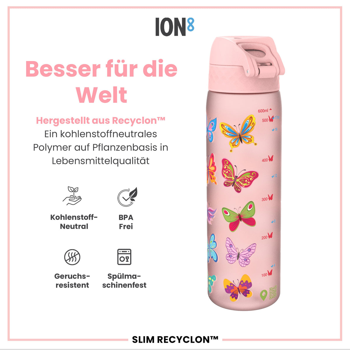 Recyclon Trinkflasche, Schmetterling, 500 ml