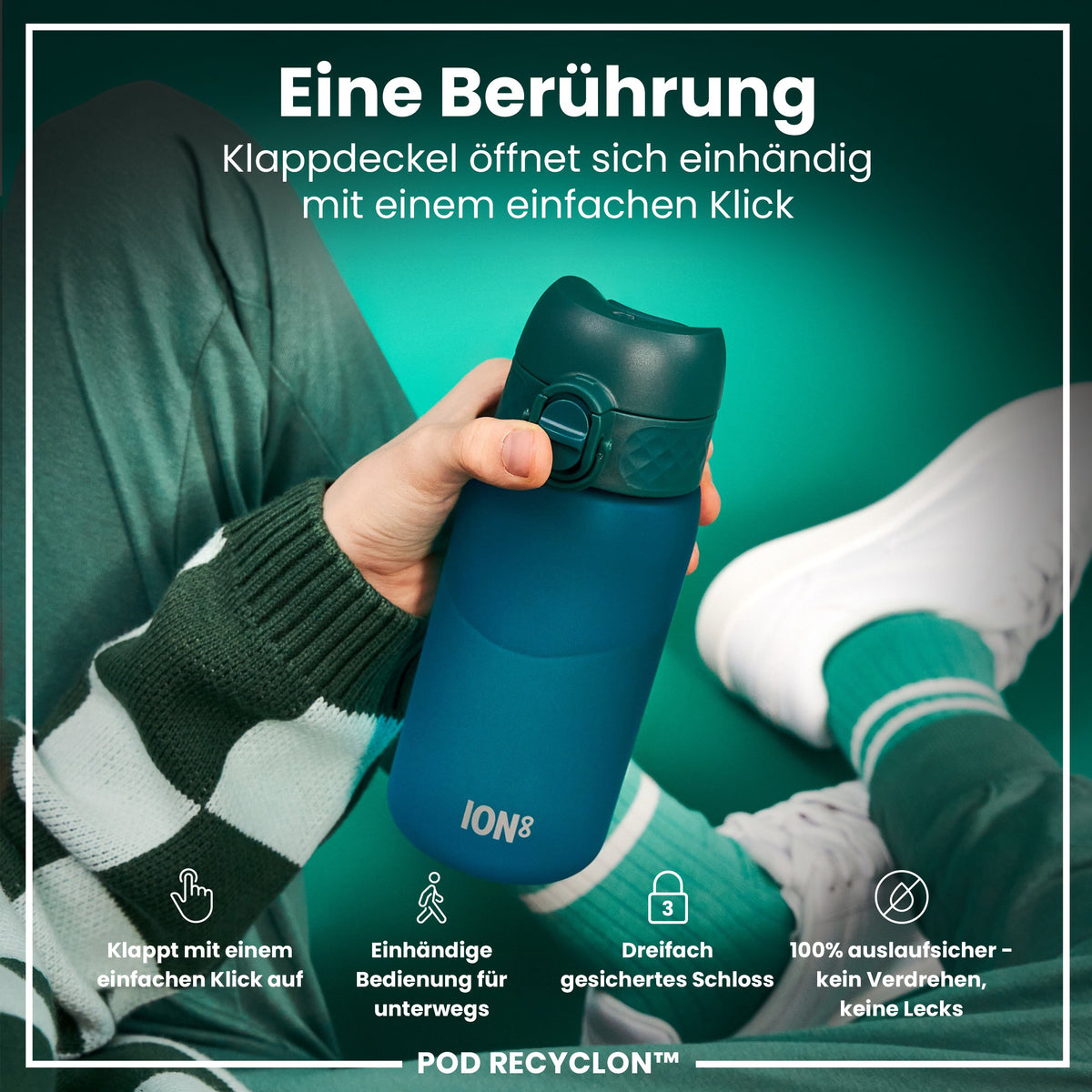 Recyclon Wasserflasche, Aqua, 350 ml