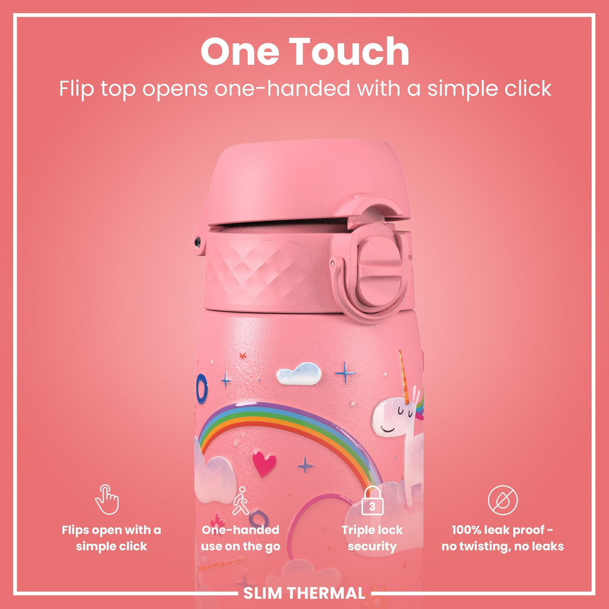 Isolierte Edelstahl-Wasserflasche, Einhorn-Design, 500 ml