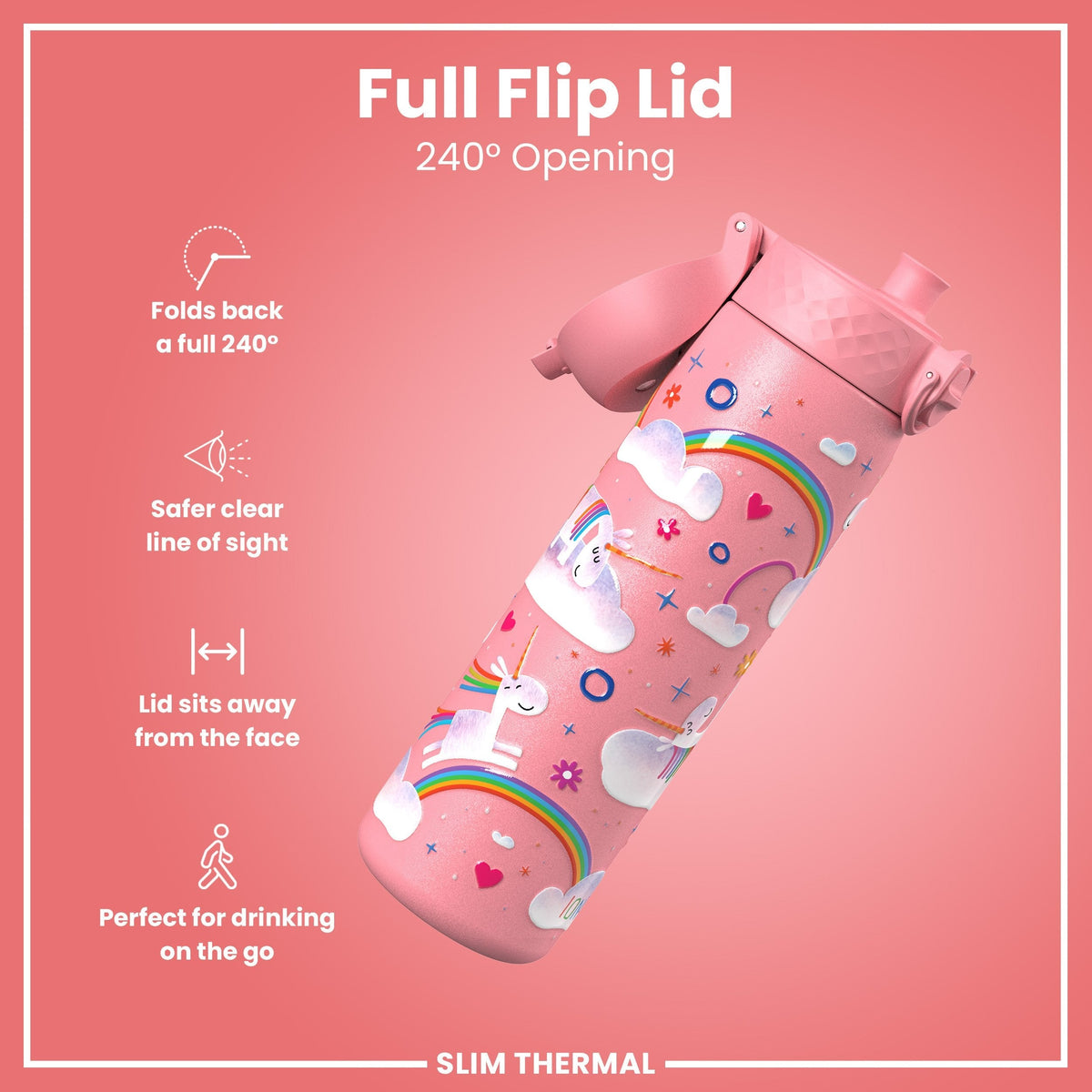 Isolierte Edelstahl-Wasserflasche, Einhorn-Design, 500 ml