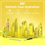 Several yellow water bottles, varying in size and design, are displayed on a yellow surface. Refresh Your Hydration. Choose from 3 different materials. Sizes to suit any user. Hundreds of designs to choose from. Shop our wide range of accessories.