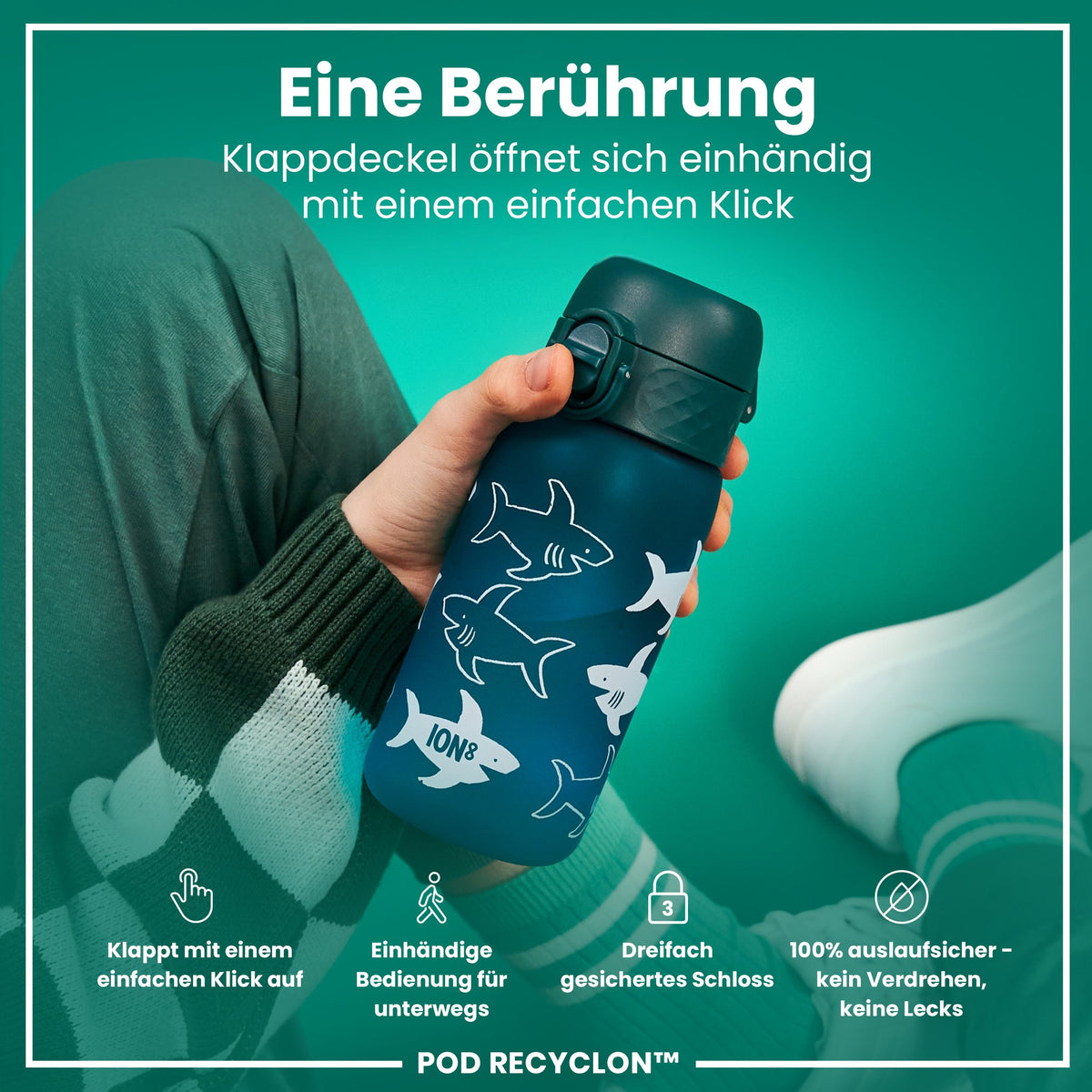 Recyclon Wasserflasche, Hai, 350 ml