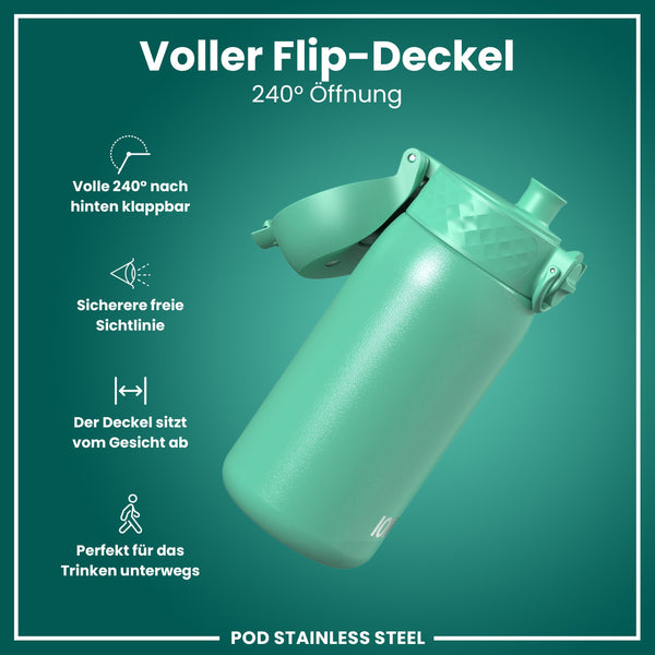 Leichte Edelstahl-Wasserflasche, Türkis, 400 ml