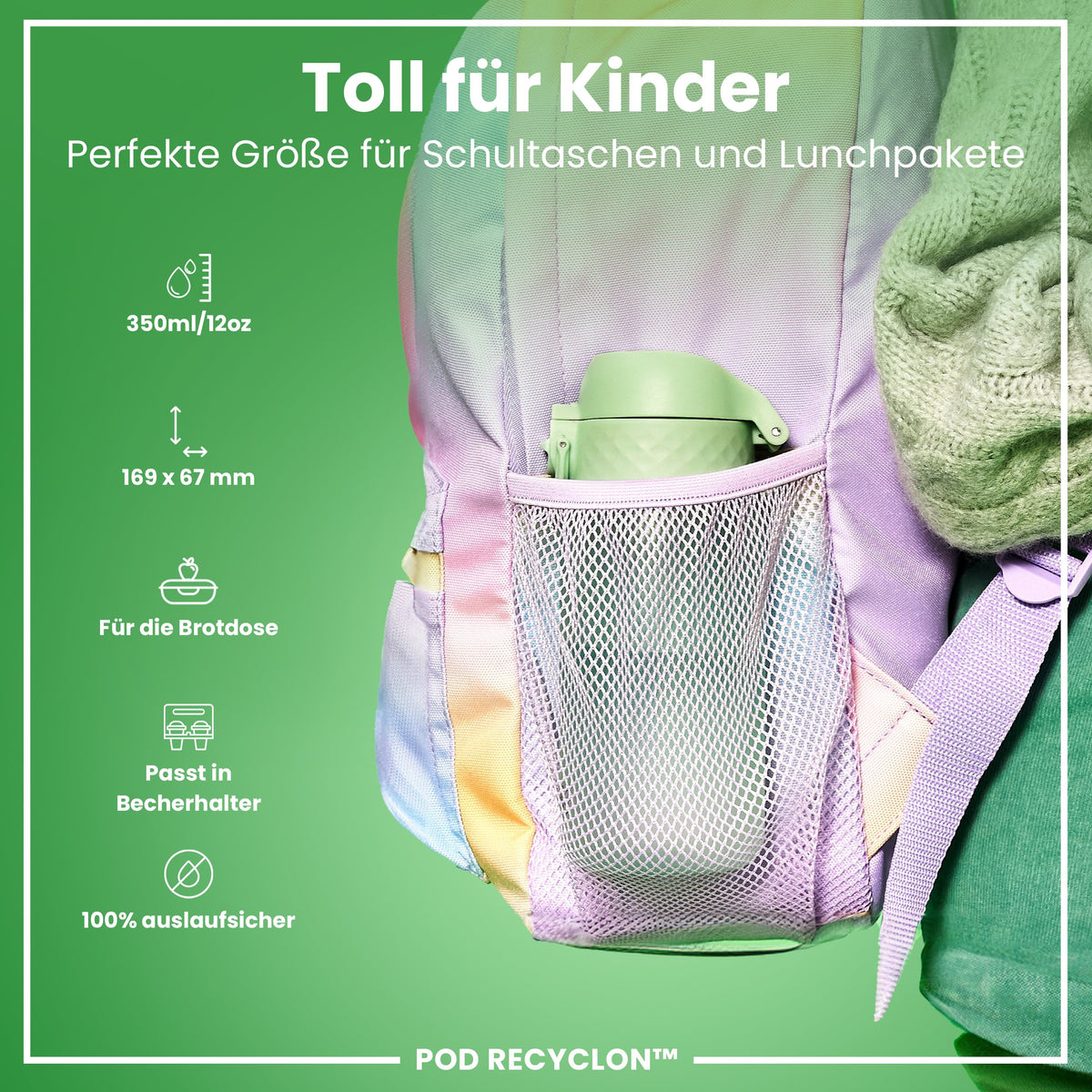 Recyclon Wasserflasche, Surfgrün, 350 ml