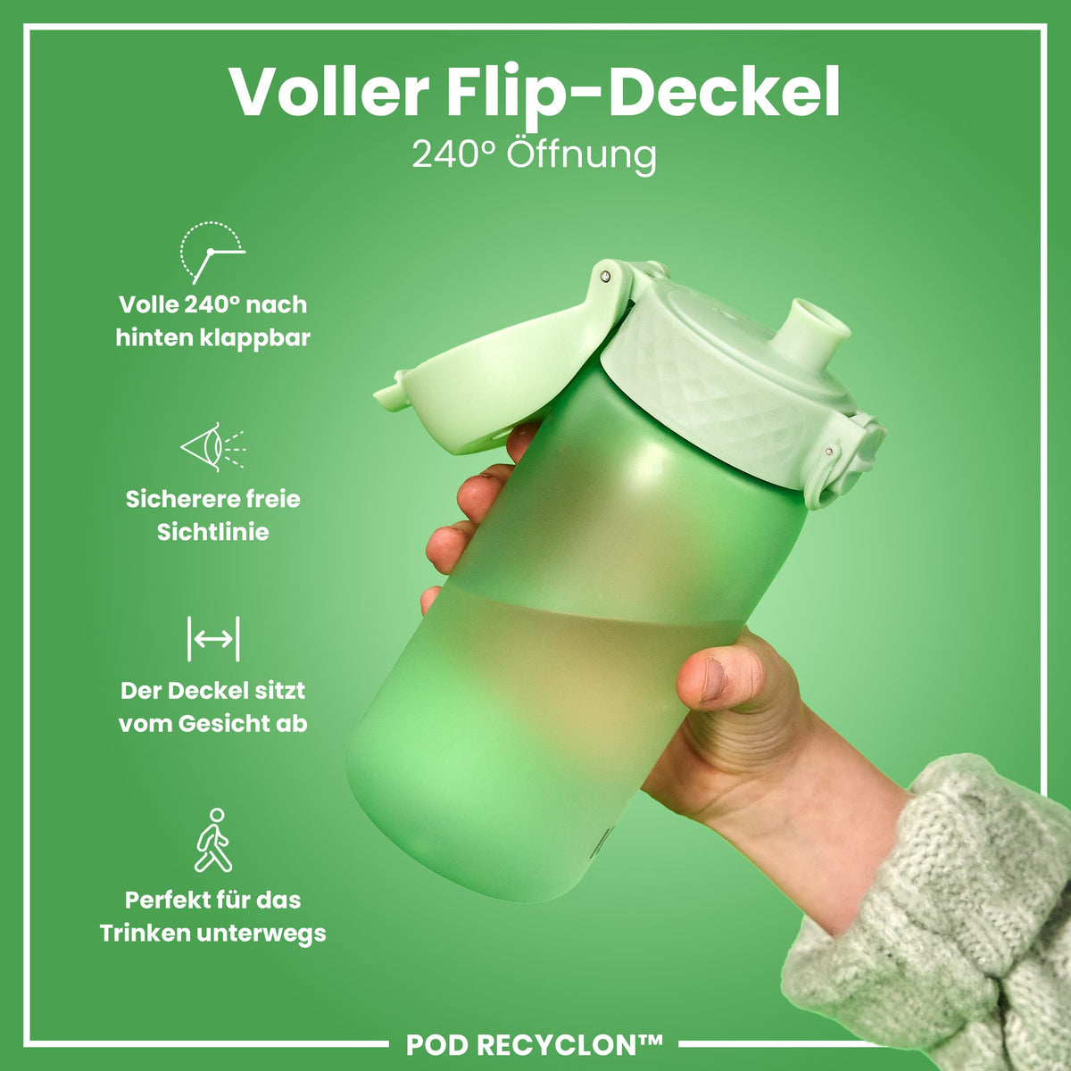 Recyclon Wasserflasche, Surfgrün, 350 ml