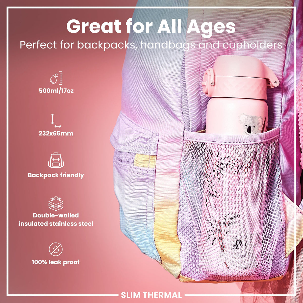 Isolierte Edelstahl-Wasserflasche, Koala-Design, 500 ml