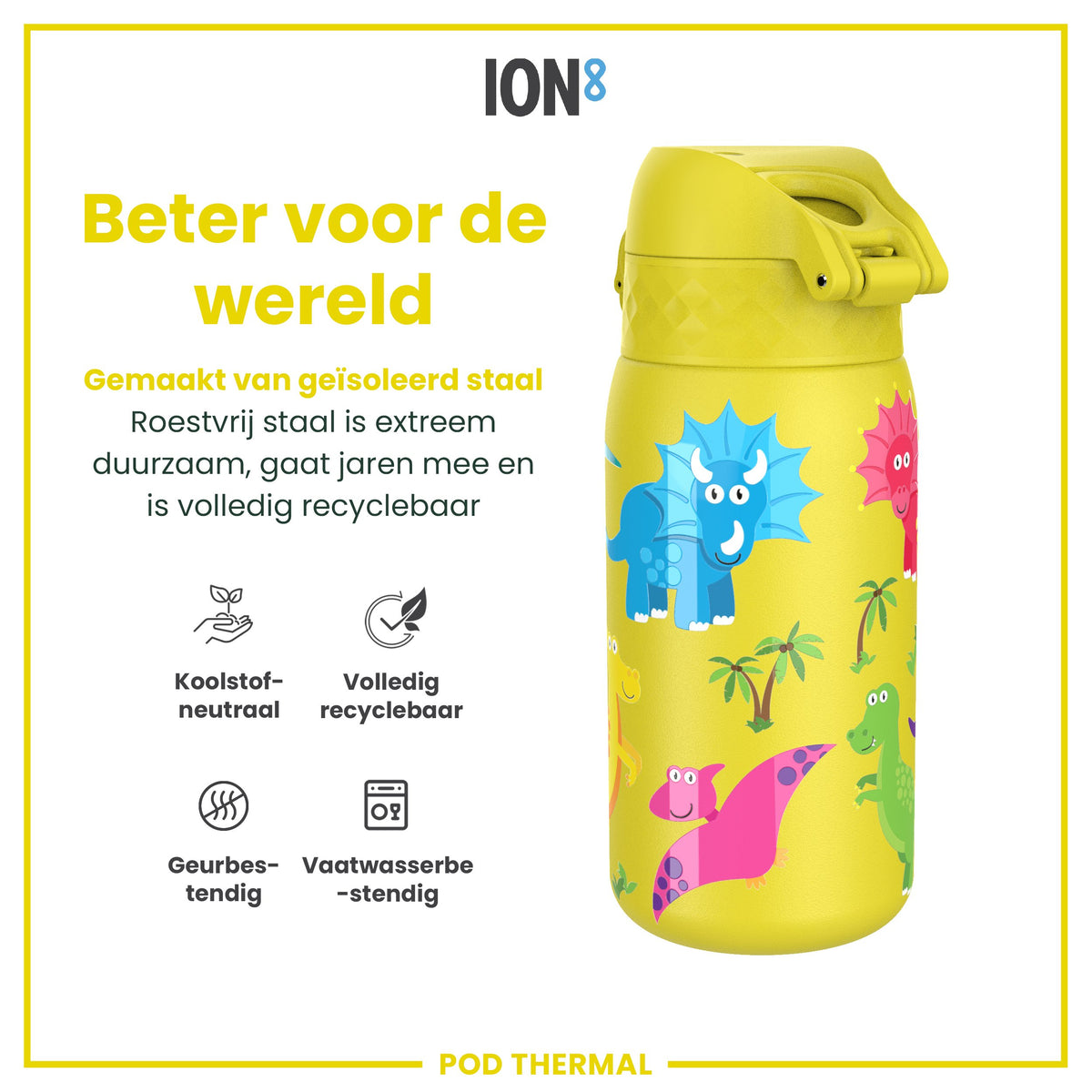 Isolierte Edelstahl-Wasserflasche, Dinosaurier, 320 ml