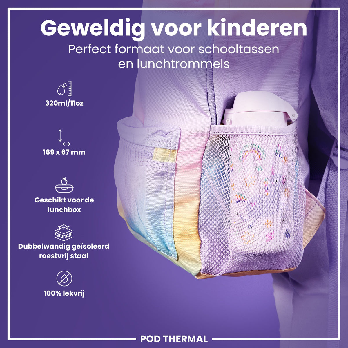 Isolierte Edelstahl-Wasserflasche, Einhörner, 320 ml