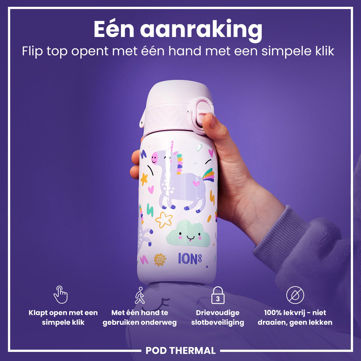 Isolierte Edelstahl-Wasserflasche, Einhörner, 320 ml