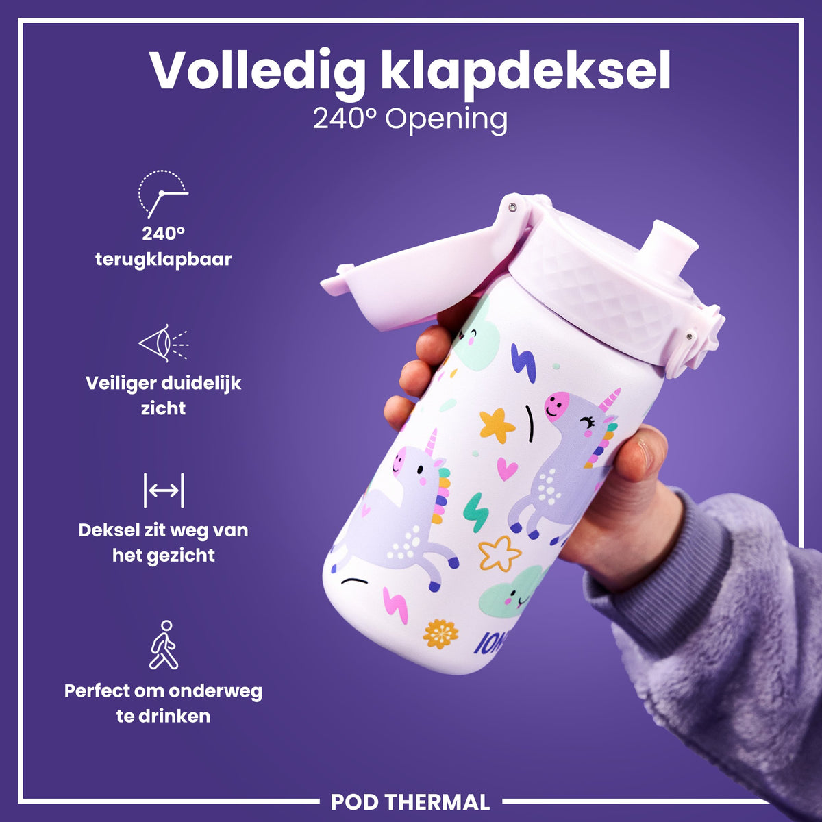 Isolierte Edelstahl-Wasserflasche, Einhörner, 320 ml