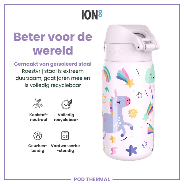 Isolierte Edelstahl-Wasserflasche, Einhörner, 320 ml