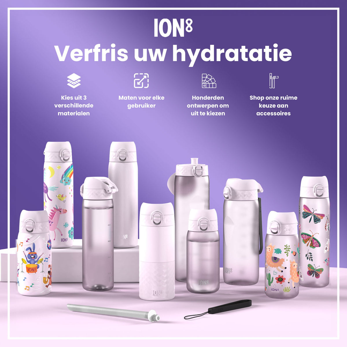 Isolierte Edelstahl-Wasserflasche, Einhörner, 320 ml