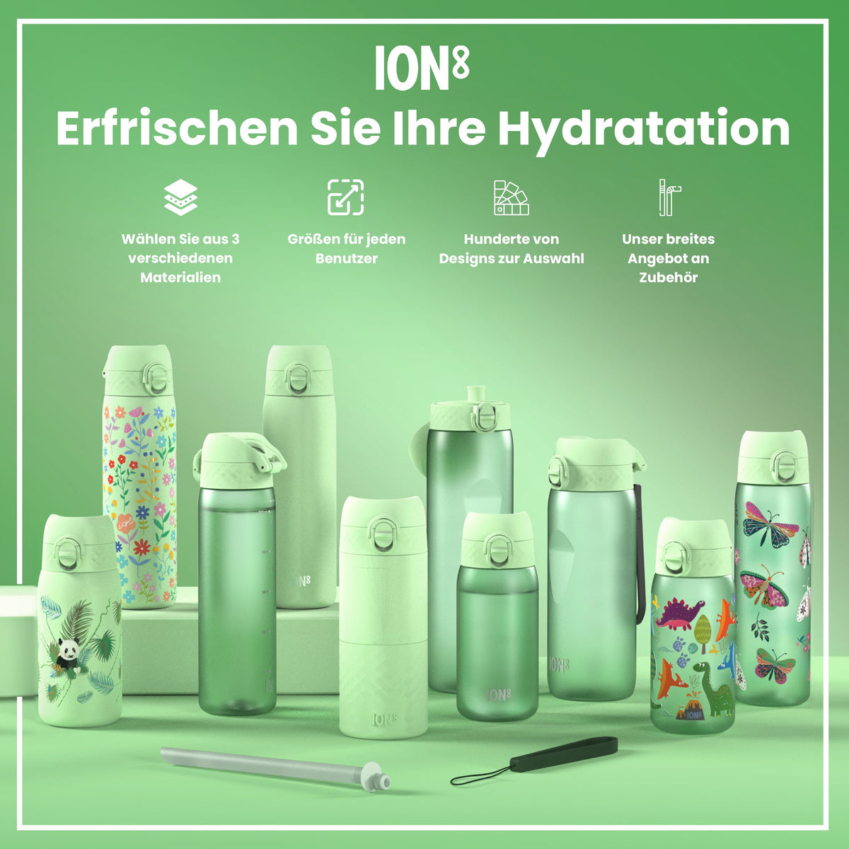 Recyclon Wasserflasche, Design „Dinosaurier“, 350 ml