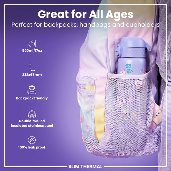 Isolierte Edelstahl-Wasserflasche, Schmetterlingsdesign, 500 ml