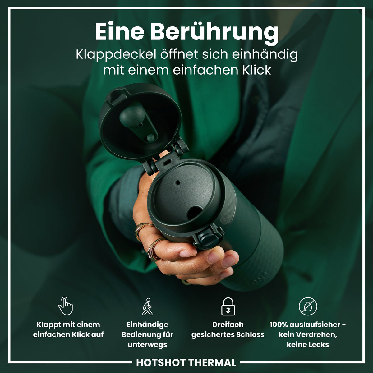 Reisebecher aus Stahl, DunkelgrŸn, 360 ml