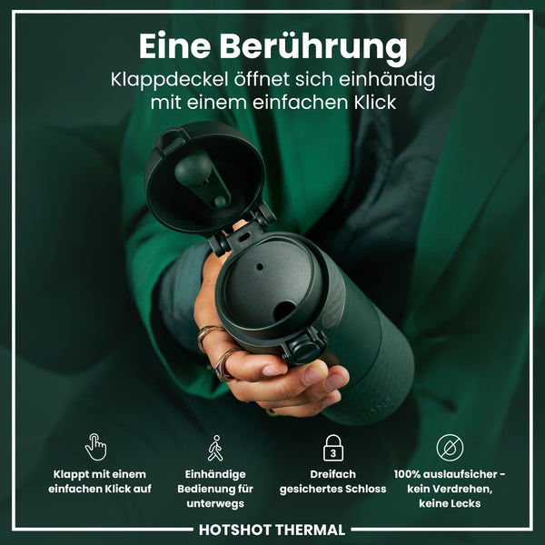 Reisebecher aus Stahl, DunkelgrŸn, 360 ml