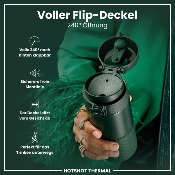 Reisebecher aus Stahl, DunkelgrŸn, 360 ml