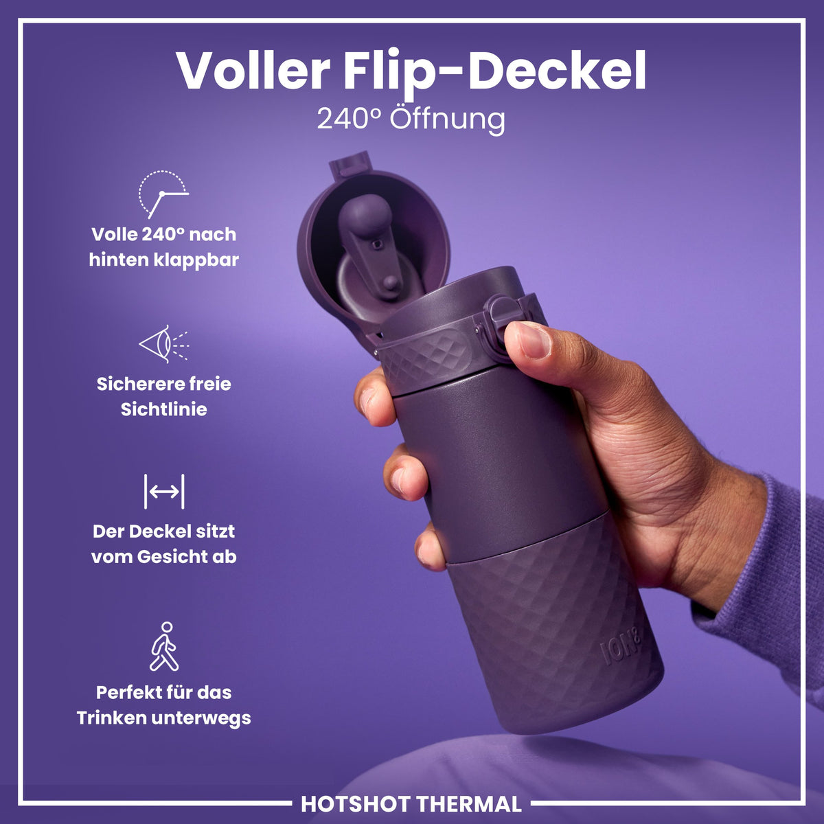 Reisebecher aus Stahl, Brombeere, 360 ml