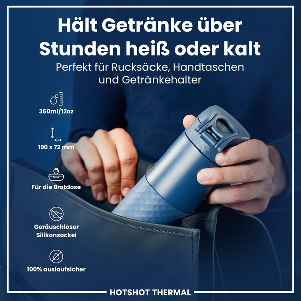 Reisebecher aus Stahl, Aschemarine, 360 ml
