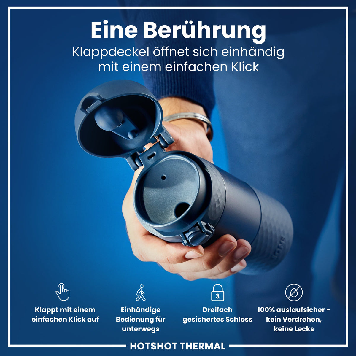 Reisebecher aus Stahl, Aschemarine, 360 ml