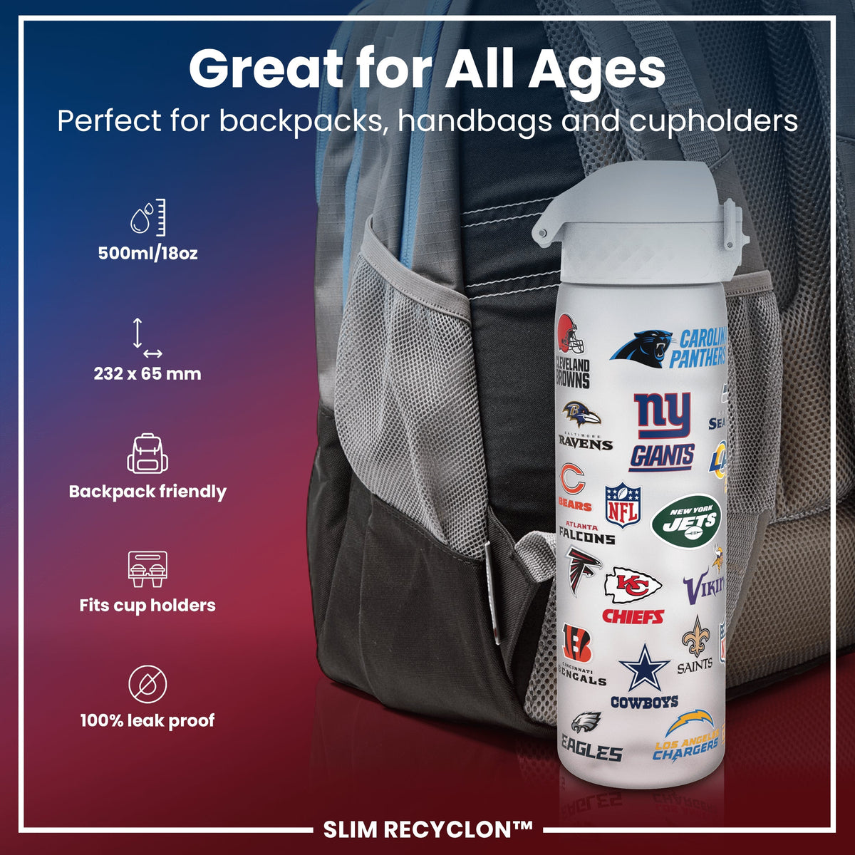 NFL x ION8, Recyclon, Multi-Teams, 500 ml