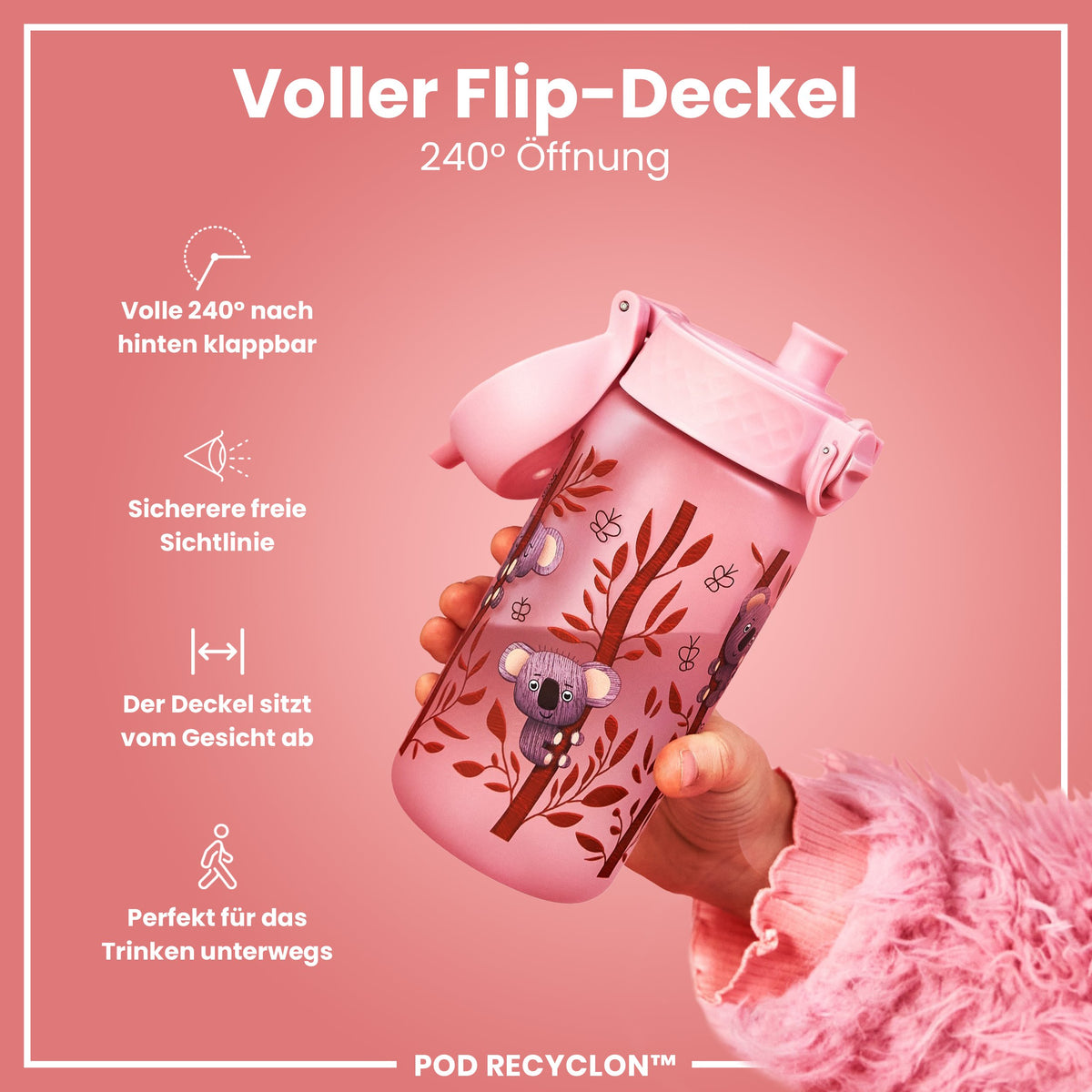 Recyclon Wasserflasche, Koala-Design, 350 ml