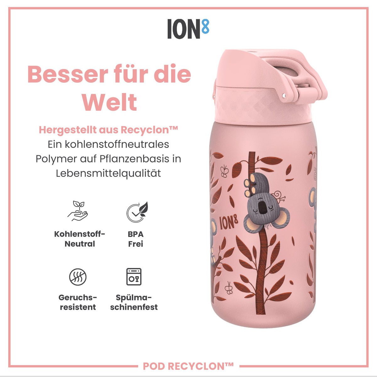 Recyclon Wasserflasche, Koala-Design, 350 ml