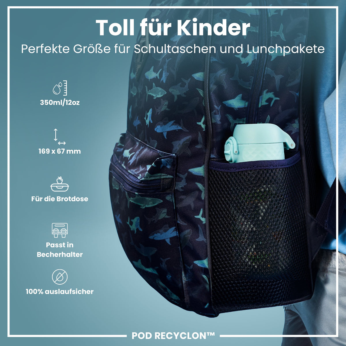 Recyclon Wasserflasche, Krokodil-Design, 350 ml