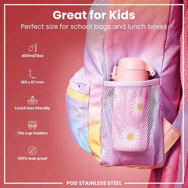 Leichte Edelstahl-Wasserflasche, Gänseblümchen, 400 ml