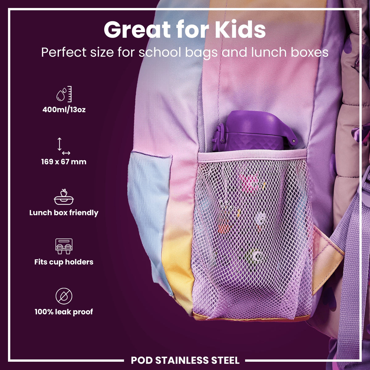 Leichte Edelstahl-Wasserflasche, Aliens, 400 ml