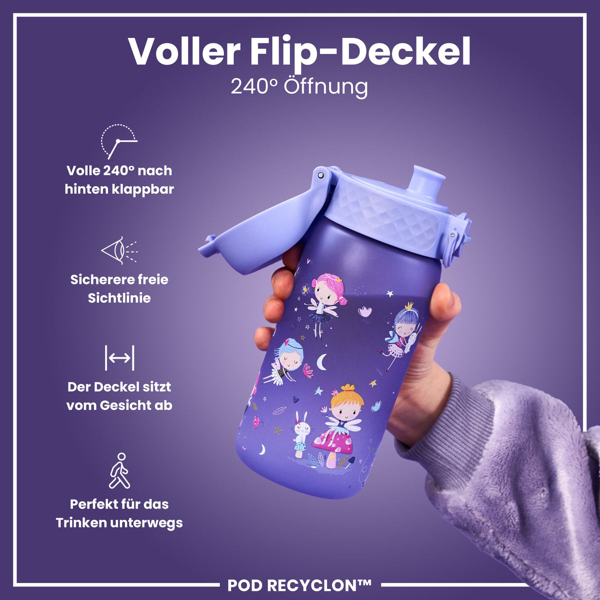 Recyclon Wasserflasche, Feen-Design, 350 ml