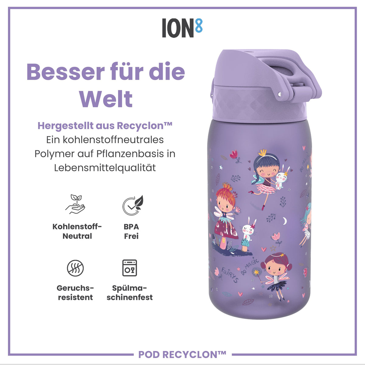 Recyclon Wasserflasche, Feen-Design, 350 ml