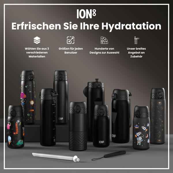 Leichte Edelstahl-Wasserflasche, Design „Raumschiffe, 600 ml