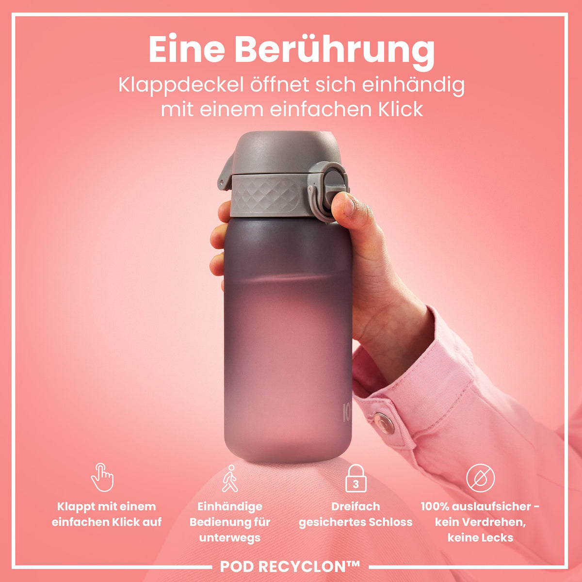 Recyclon Wasserflasche, Grau, 350 ml