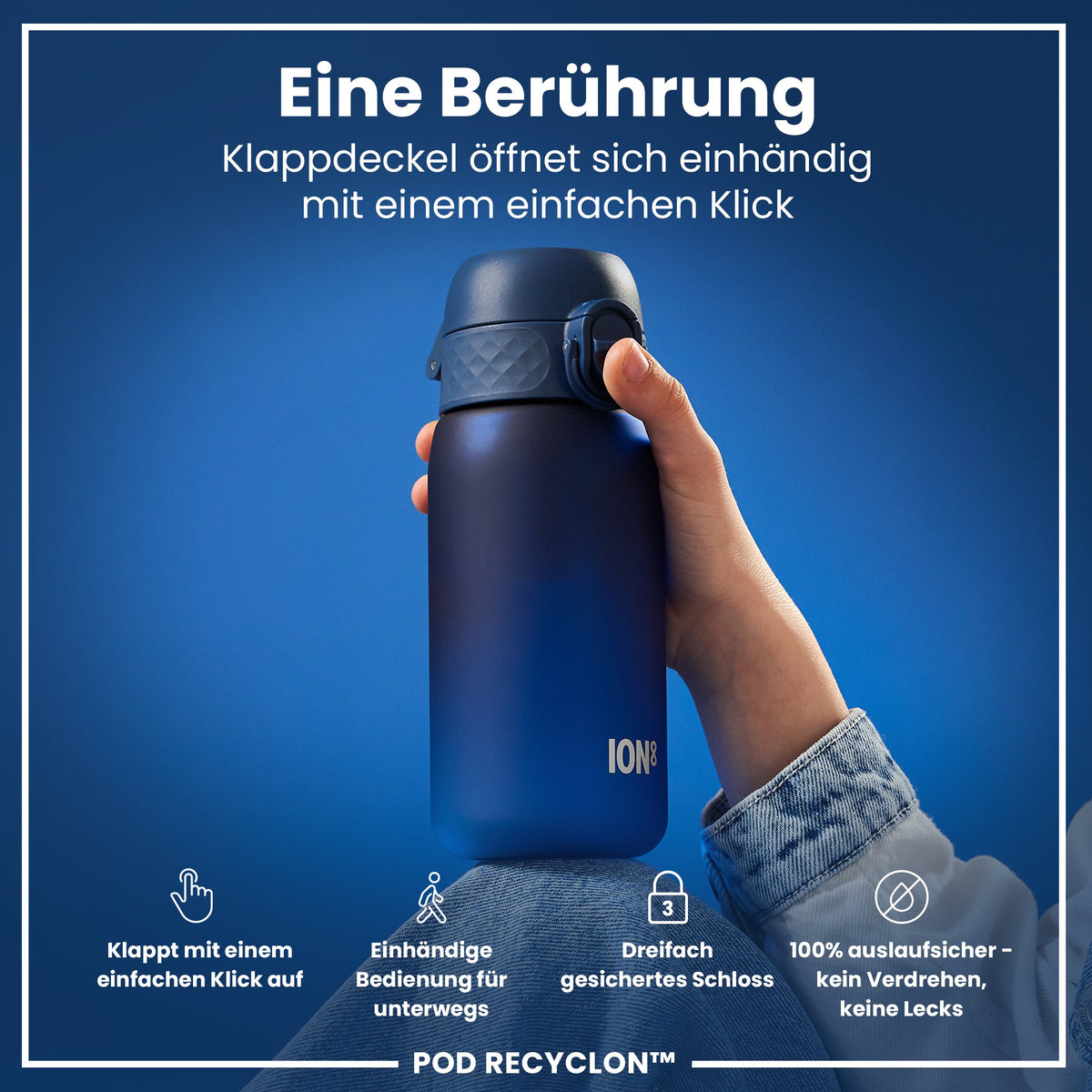 Recyclon Wasserflasche, Marineblau, 350 ml