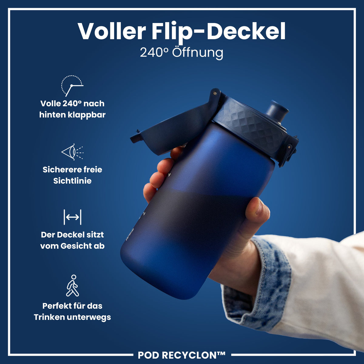 Recyclon Wasserflasche, Marineblau, 350 ml