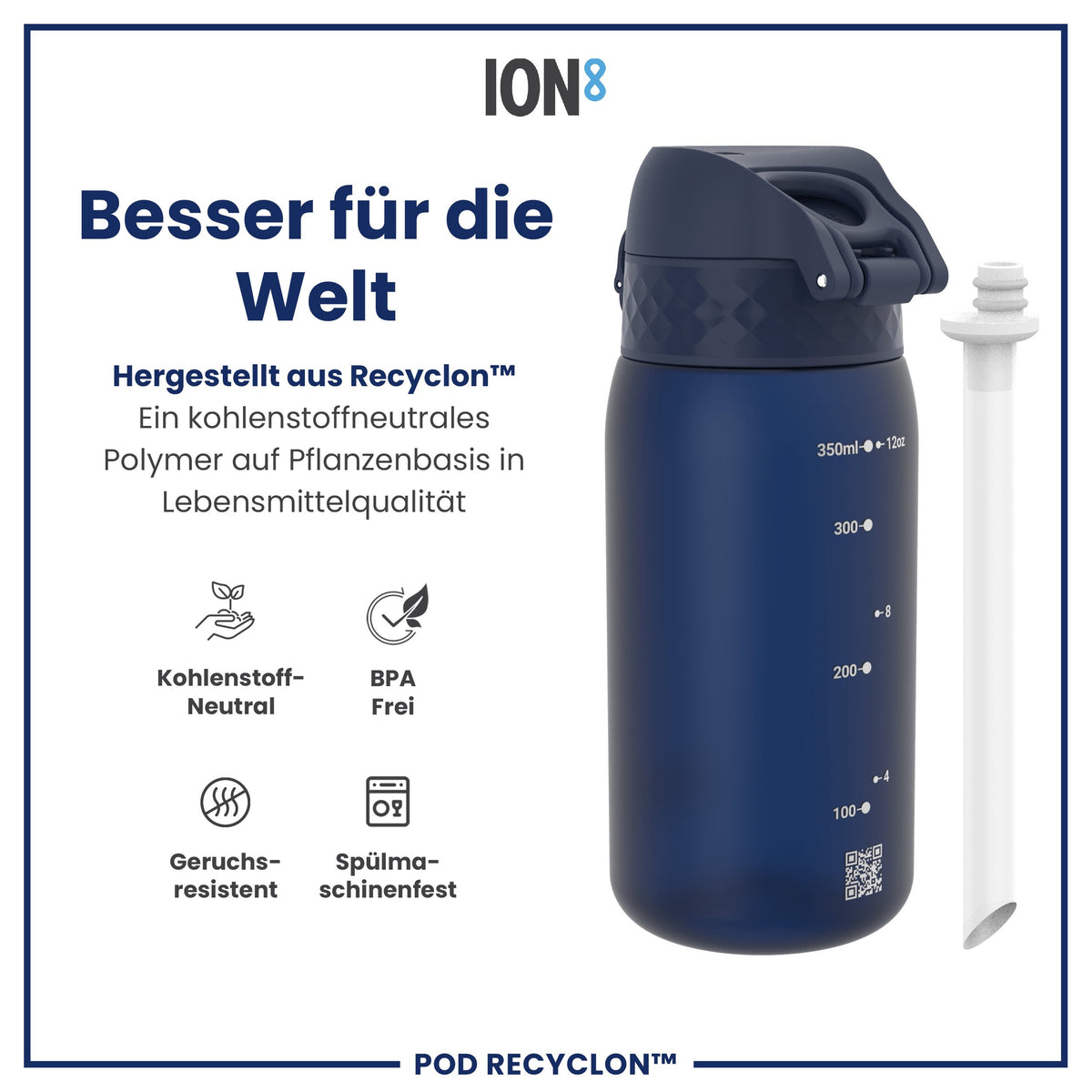 Recyclon Wasserflasche, Marineblau, 350 ml