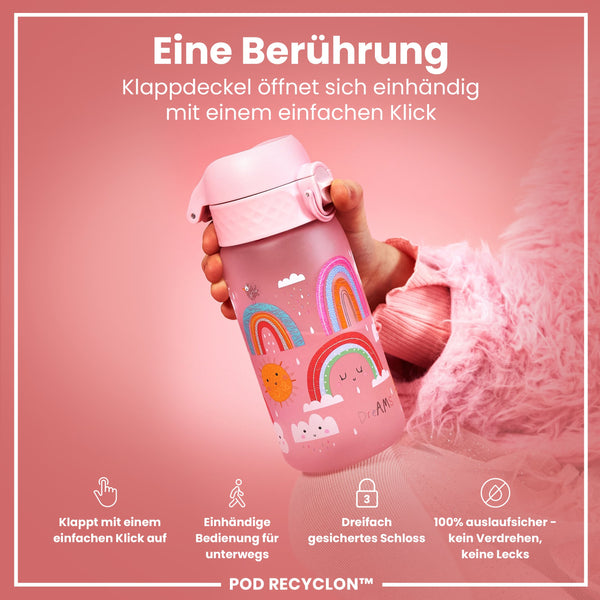Recyclon Wasserflasche, Regenbogen-Design, 350 ml