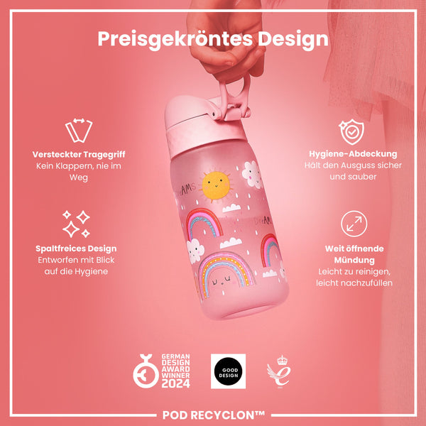 Recyclon Wasserflasche, Regenbogen-Design, 350 ml