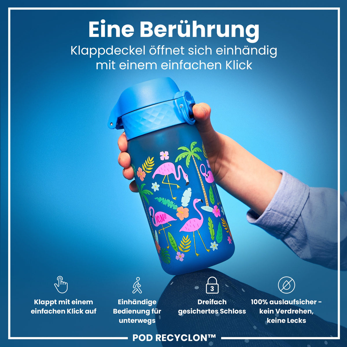 Recyclon Wasserflasche, Flamingo-Design, 350 ml