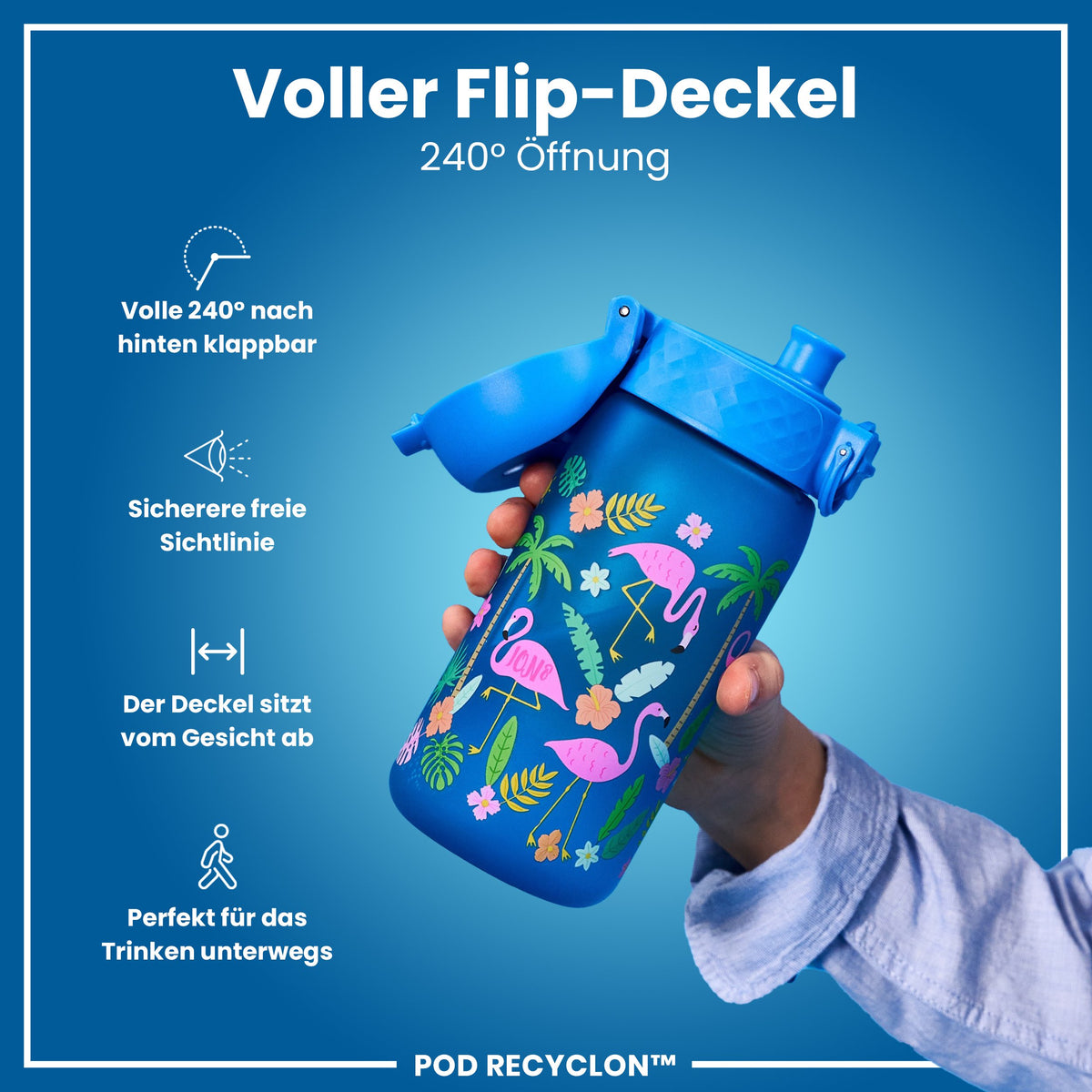 Recyclon Wasserflasche, Flamingo-Design, 350 ml